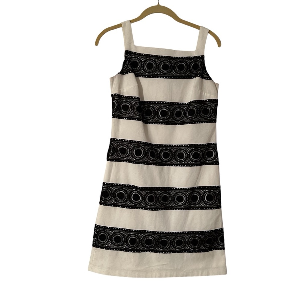 White House Black Market Lace-Embellished Stripe Sheath Dress Size 00 Classic Wo